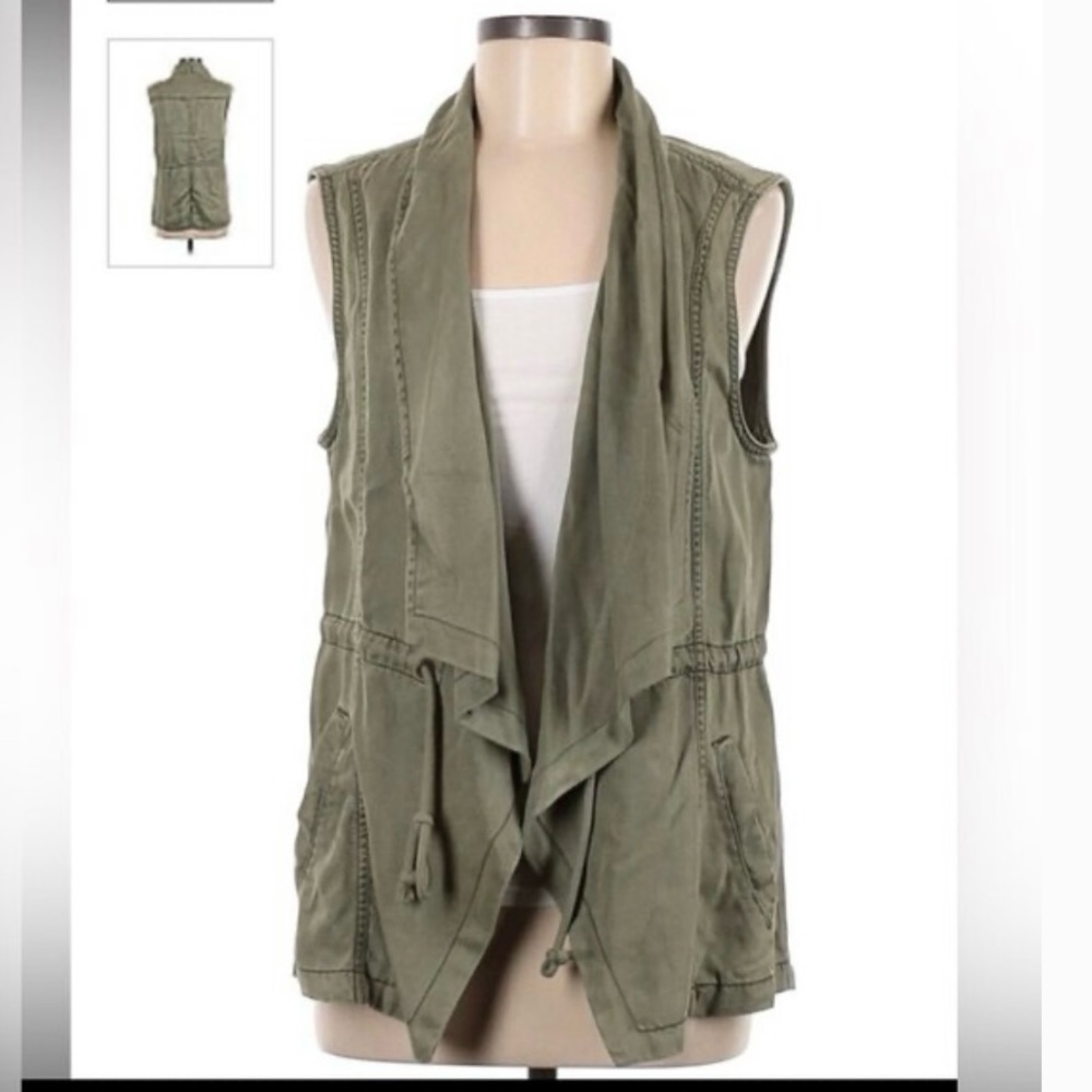 Max Jeans Khaki Open Front Vest